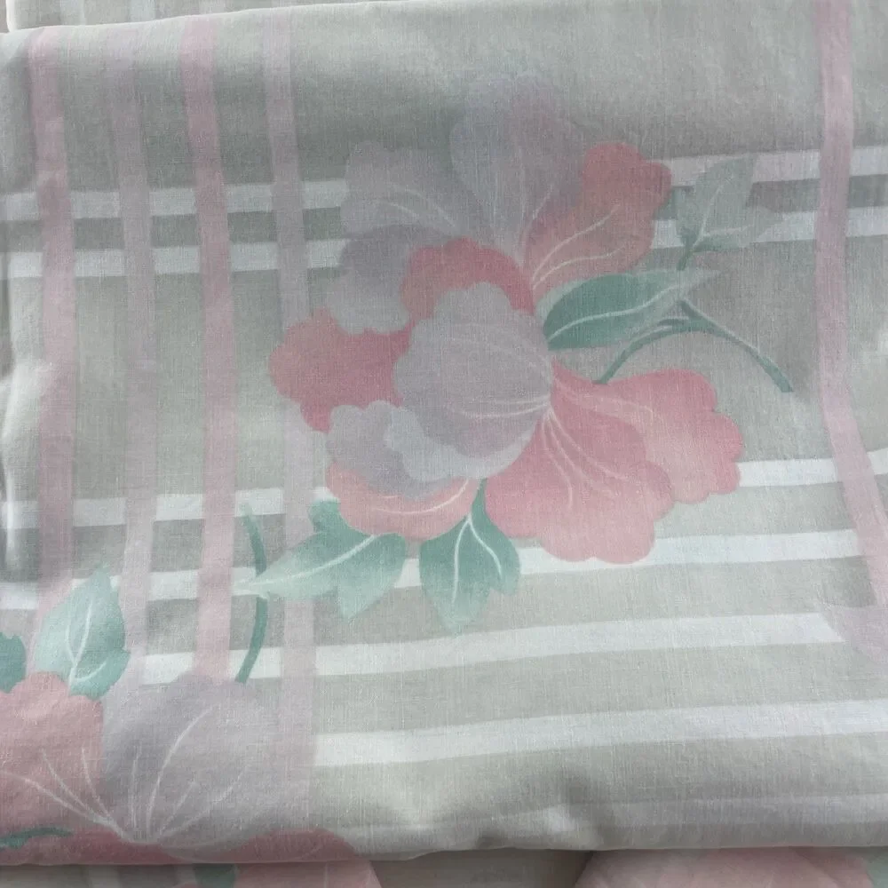 Vintage JCPenney Double/Full 4 Piece Sheet Set Floral Pastels 1980’s Pink Green